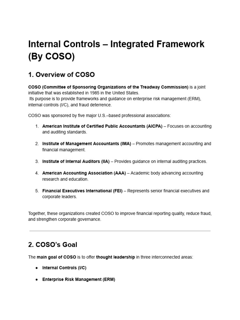 COSO Integrated Framework Overview | PDF | Internal Control | Business ...