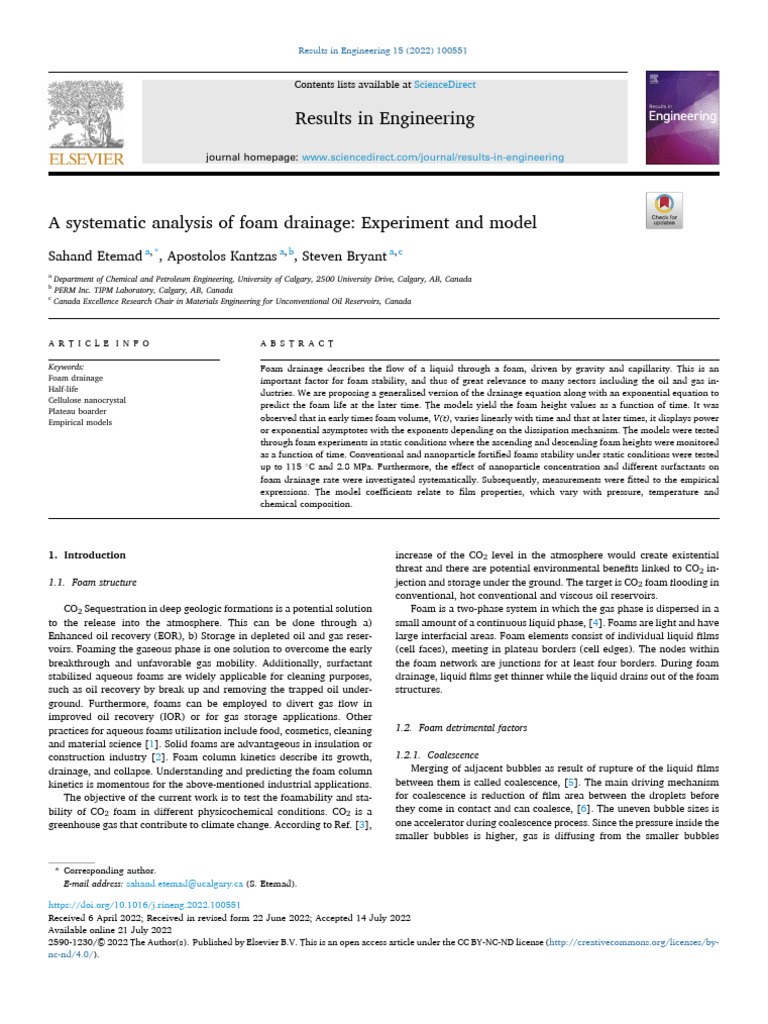 Systematic Analysis of Foam Drainage | PDF | Foam | Liquids