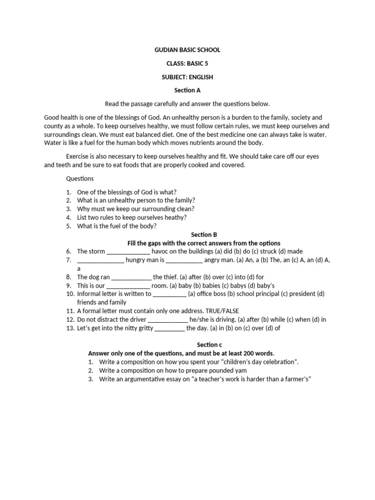 Basic 5 English Health and Writing Exercises | PDF | Chess | Chess Theory