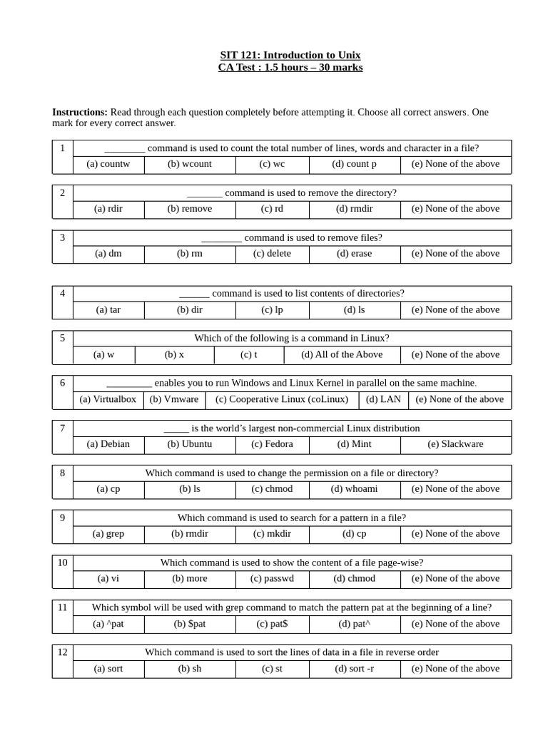SIT 121 Test | PDF | System Software | Operating System Technology