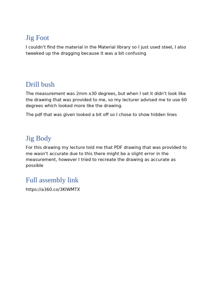 Changes To Design + Full Asembly Link | PDF