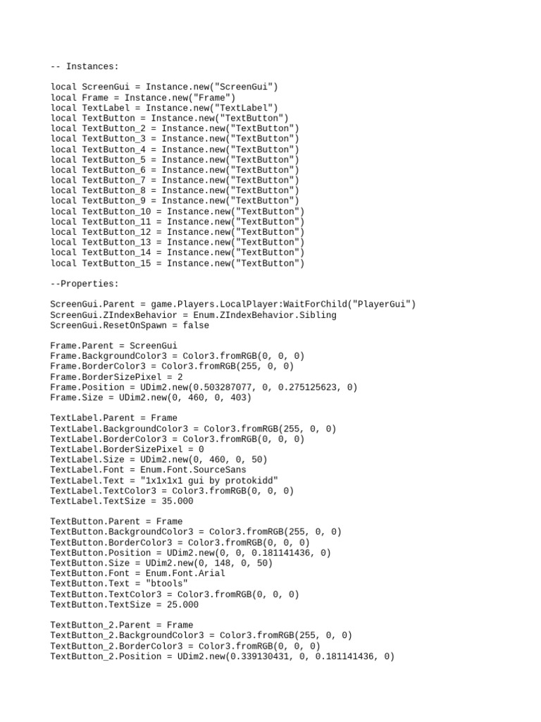 1x1x1x1 GUI Script by Protokidd | PDF | Arial | Computer Programming