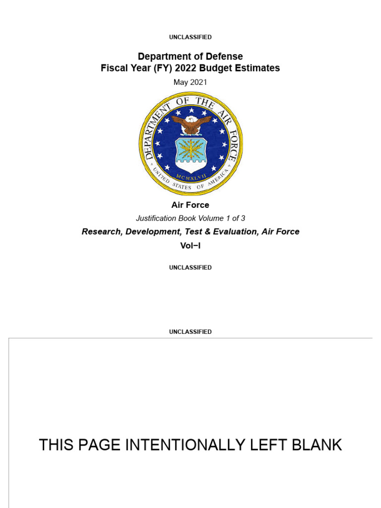 Fy22 Daf J-book - 3600 - Af Rdt and e Vol i | PDF | Military Technology