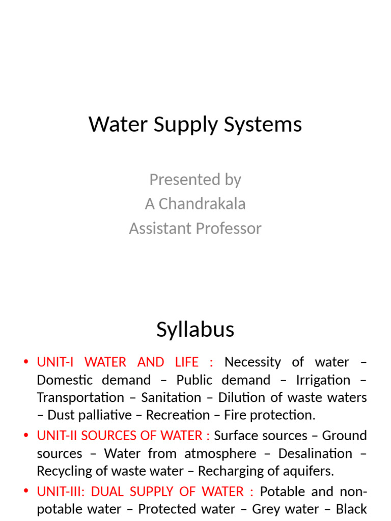Comprehensive Guide to Water Supply Systems | PDF | Water | Dust