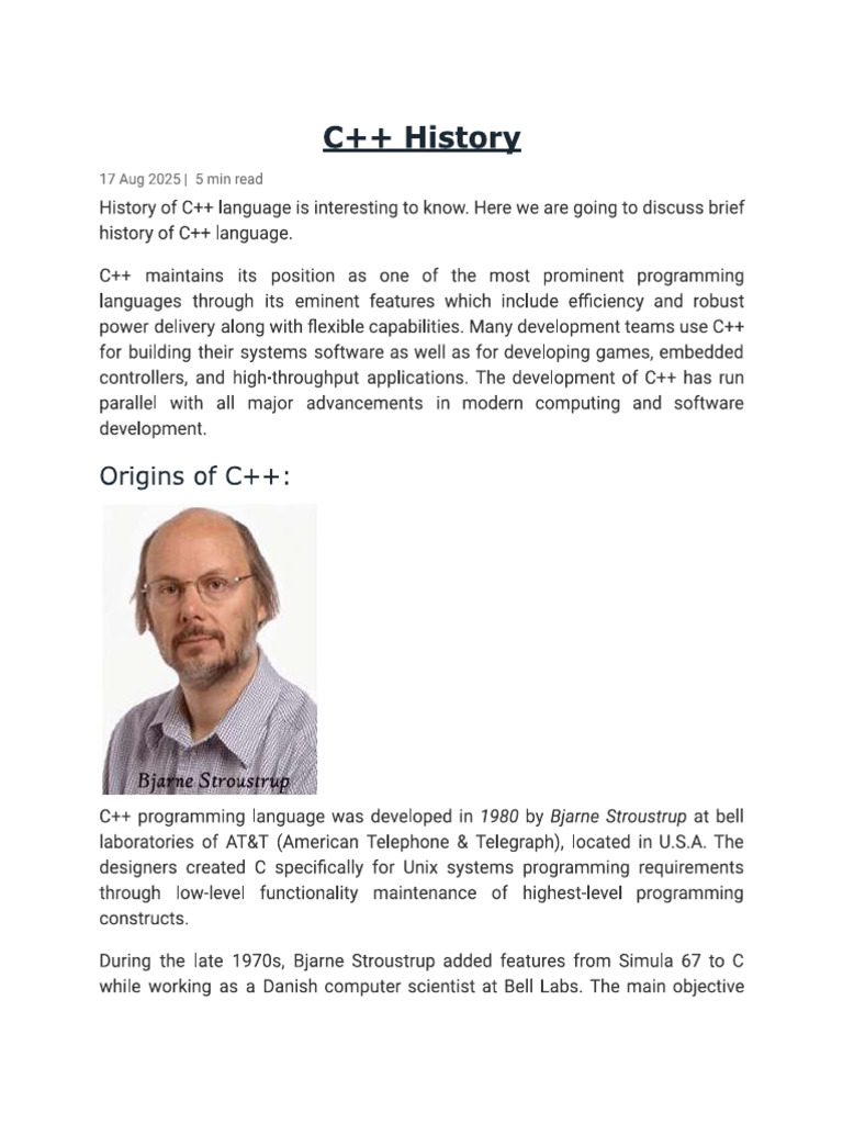 C++ History | PDF