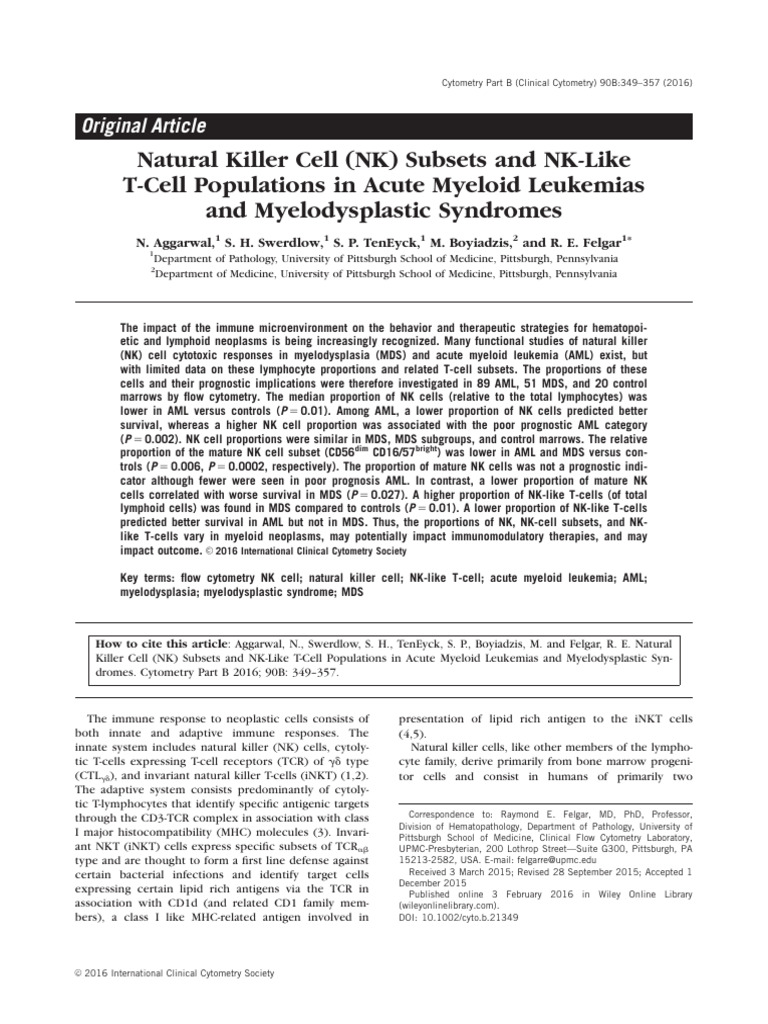 NK Cell Subsets in AML and MDS Analysis | PDF | Natural Killer Cell | T ...