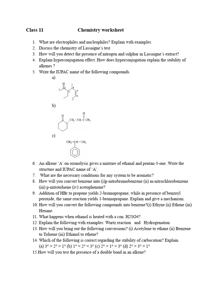 Chemistry Worksheet | PDF