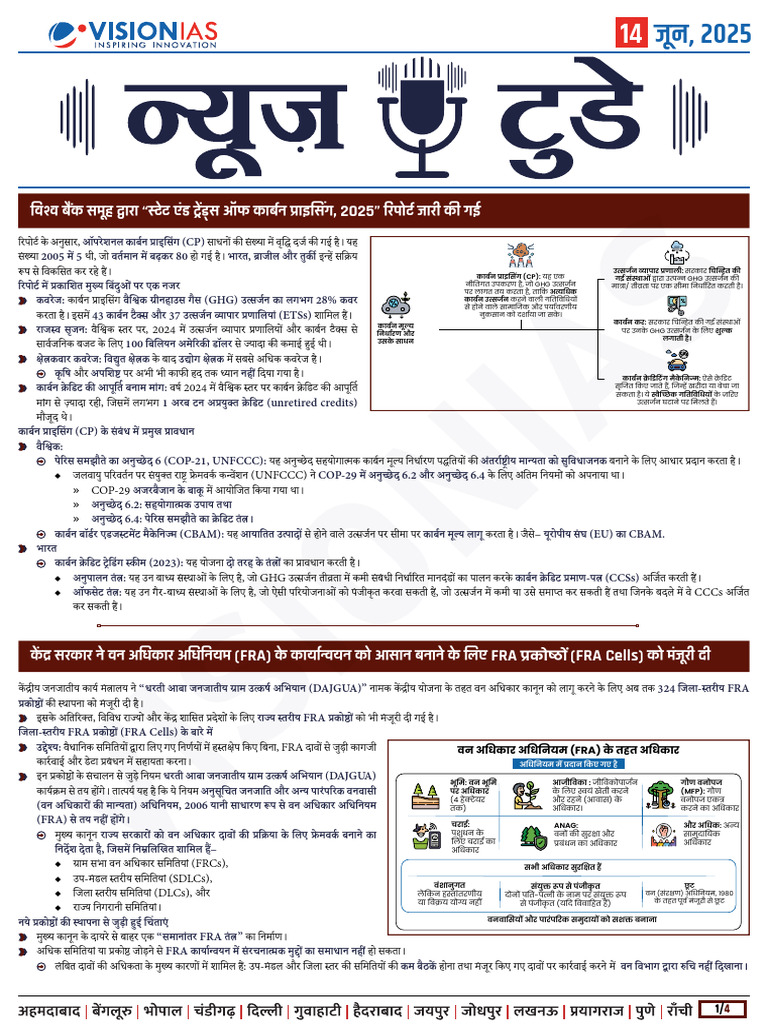 VisionIAS Daily Current Affairs 14 June 2025 | PDF