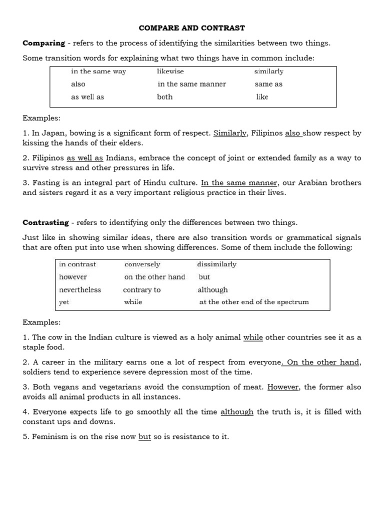 Filipino Compare and Contrast Guide | PDF