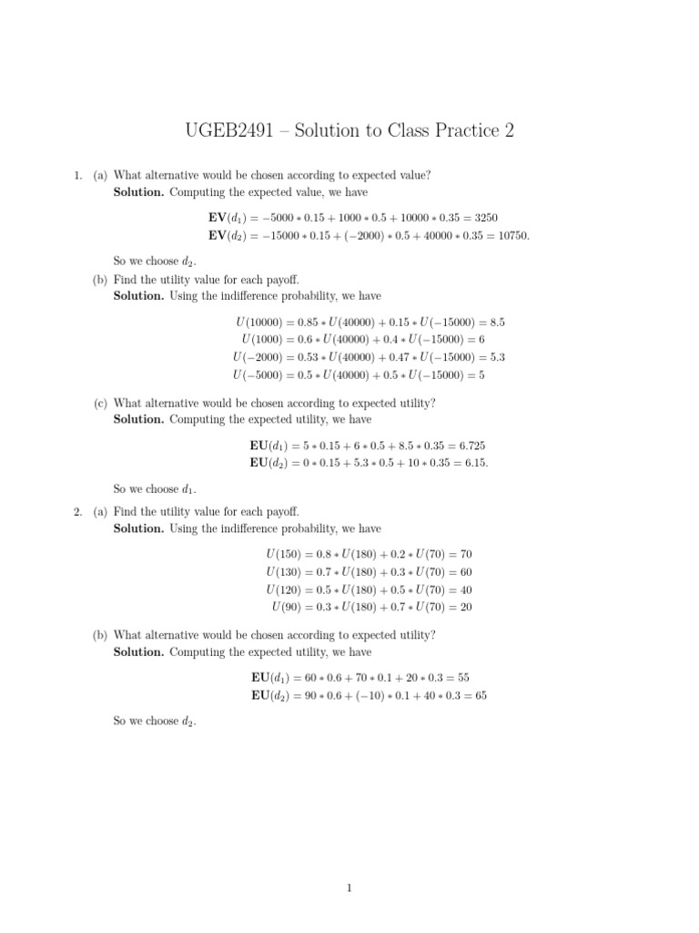 Expected Value and Utility Analysis | PDF