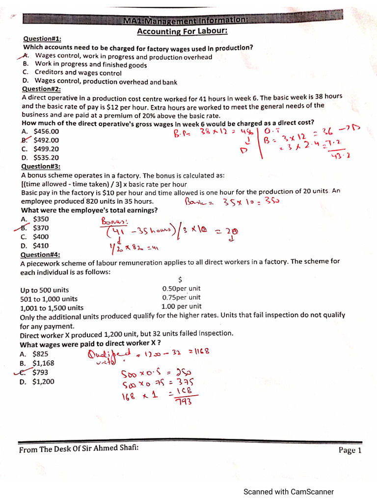 MA1 (Solution of Labour Test) | PDF