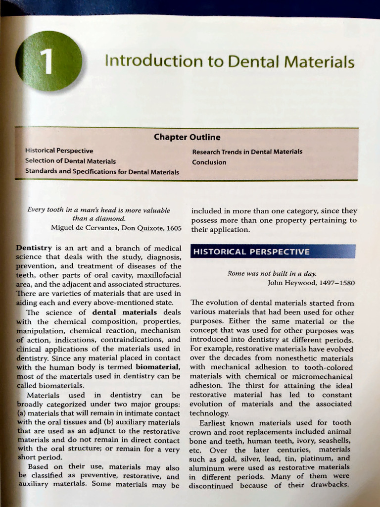 Overview of Dental Materials | PDF | Dental Material | Dentistry