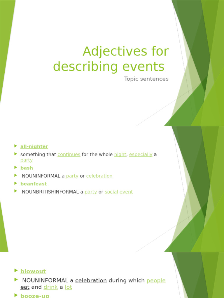 Adjectives For Describing Events | PDF