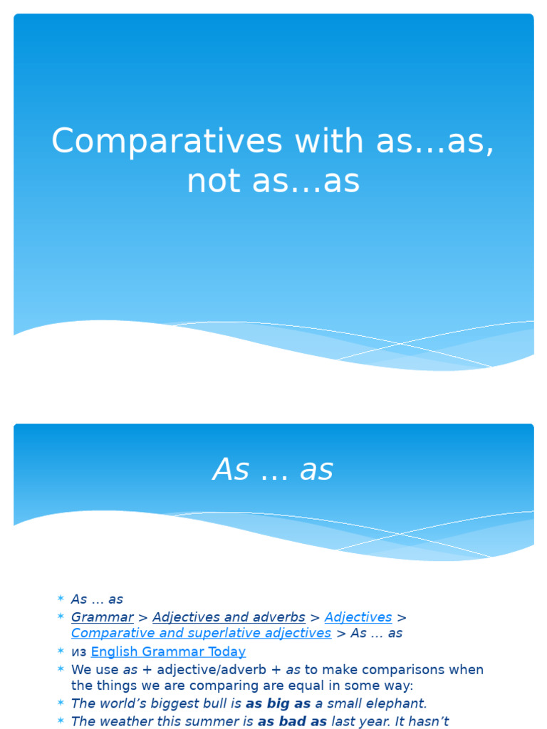 Using Comparatives: As...As and Not As...As | PDF