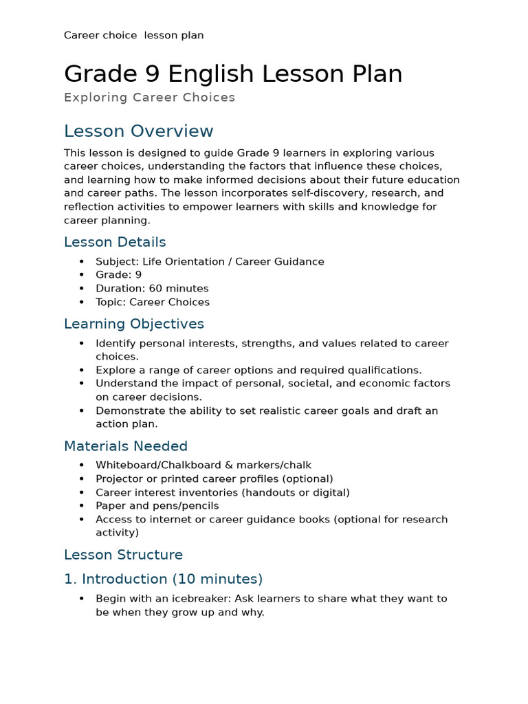 Grade 9 English Lesson Plan | PDF | Lesson Plan | Learning