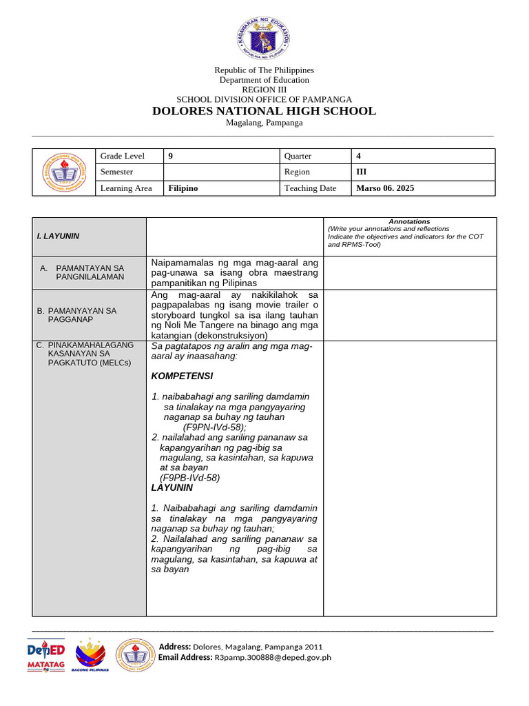 Cot 1 Lessonexemplar | PDF