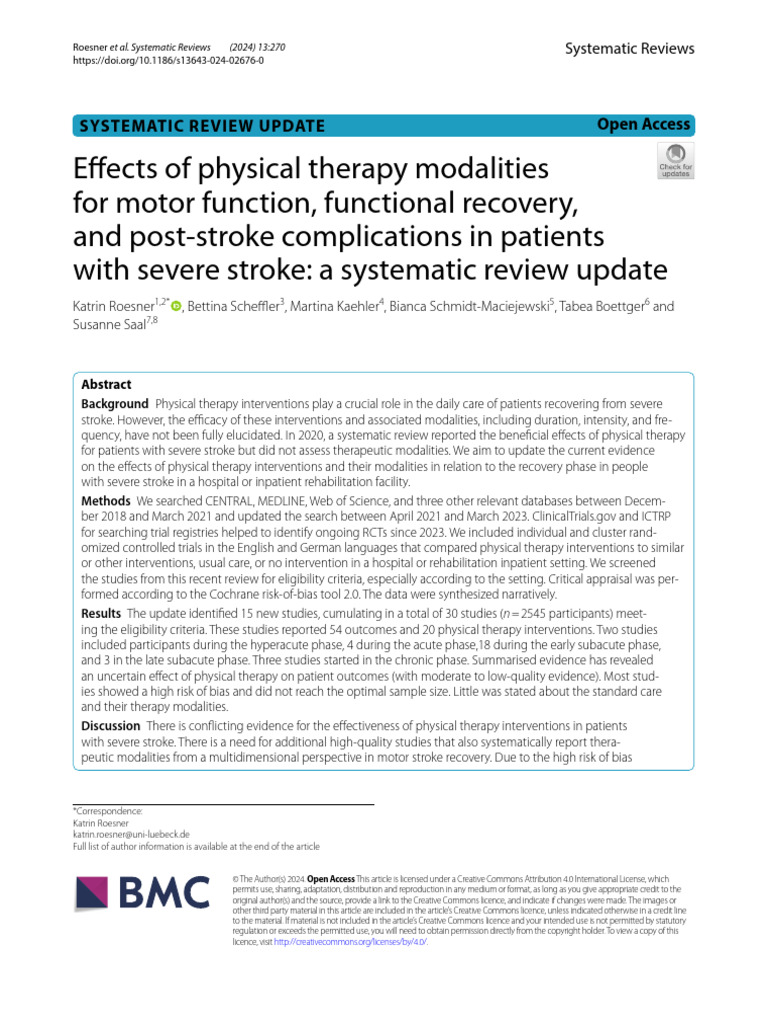 Physical Therapy for Severe Stroke Recovery | PDF | Randomized ...