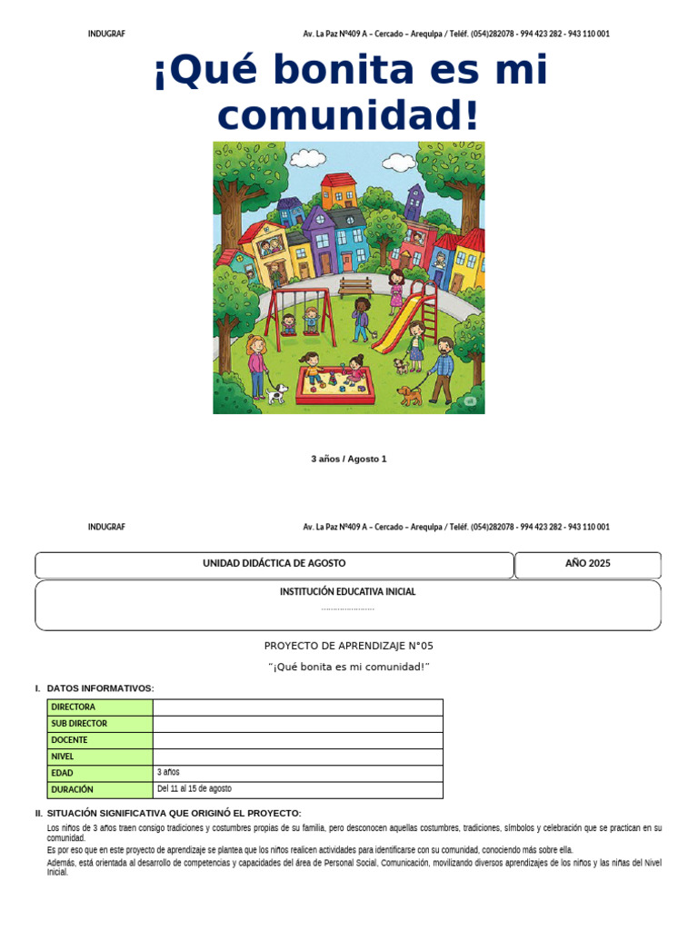 Proyecto de Aprendizaje: Mi Comunidad | PDF | Comunicación no verbal