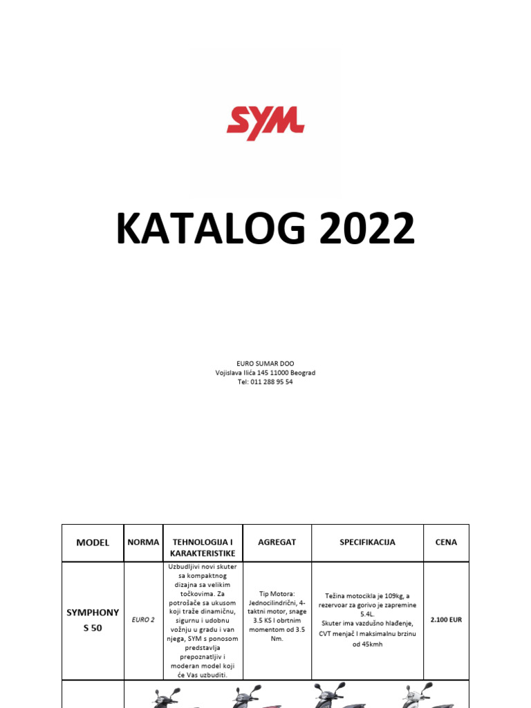 Sym Katalog 2022 | PDF