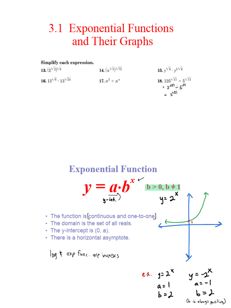 Exponential and Logarithmic Functions Guide | PDF | Logarithm ...