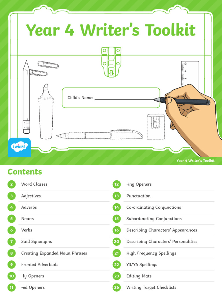 Year 4 Writing Toolkit Guide | PDF | Part Of Speech | Adjective