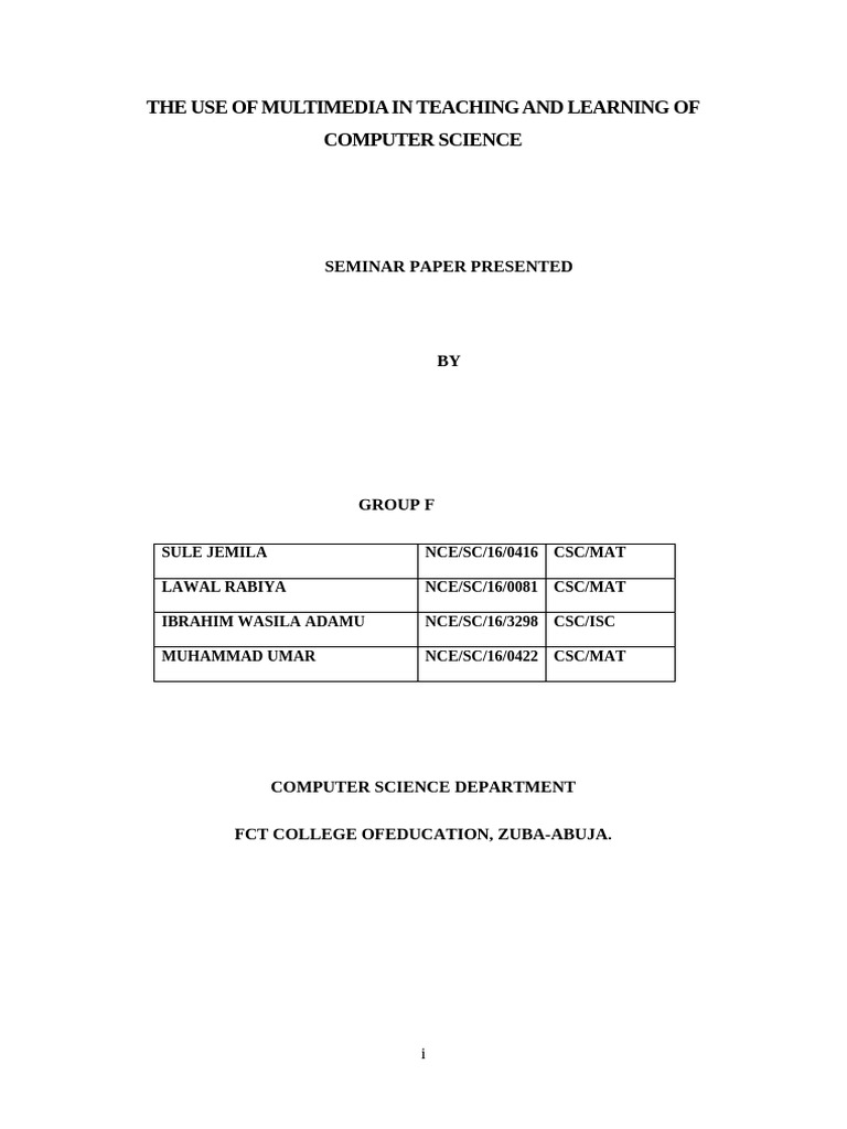 Multimedia in Computer Science Education | PDF | Multimedia | Teachers