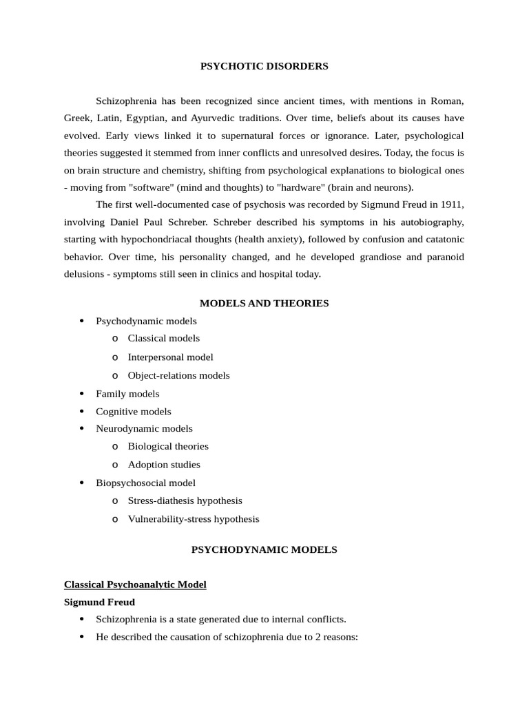 Psychotic Disorder | PDF | Psychosis | Delusion
