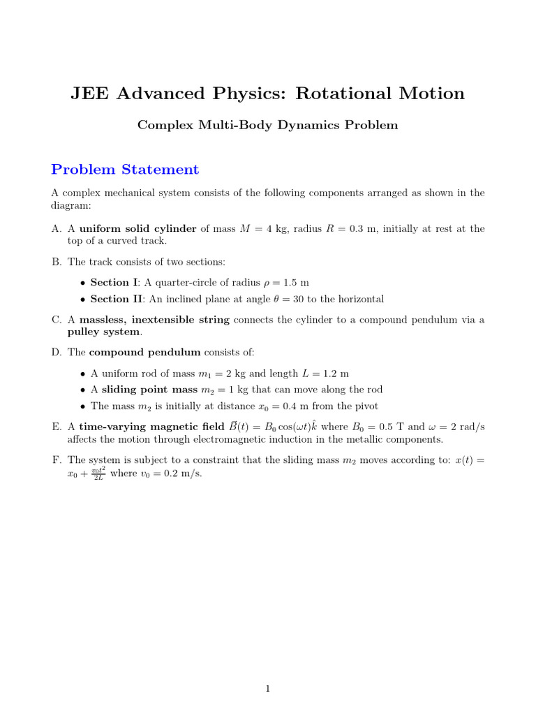 Complex Rotational Dynamics Problem | PDF | Velocity | Pendulum