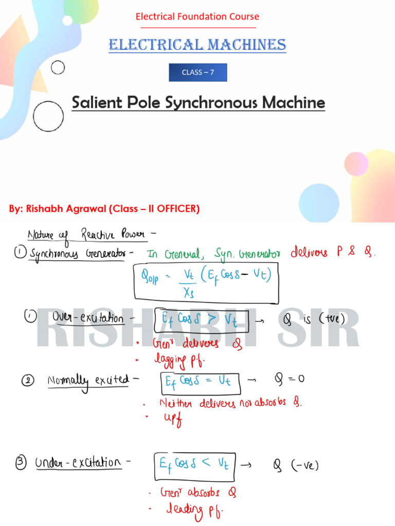 @ItzAnandXD 3 Synchronous Machines 7 Salient Pole Synchronous Machinep ...