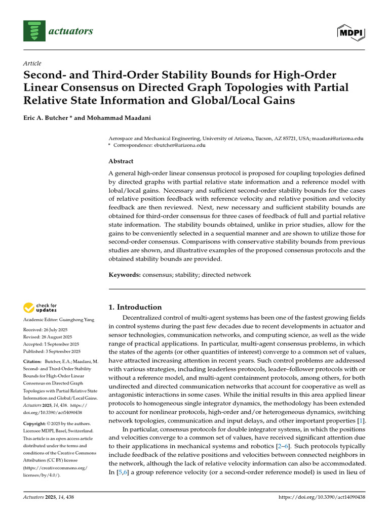 High-Order Consensus Stability Bounds | PDF | Stability Theory ...