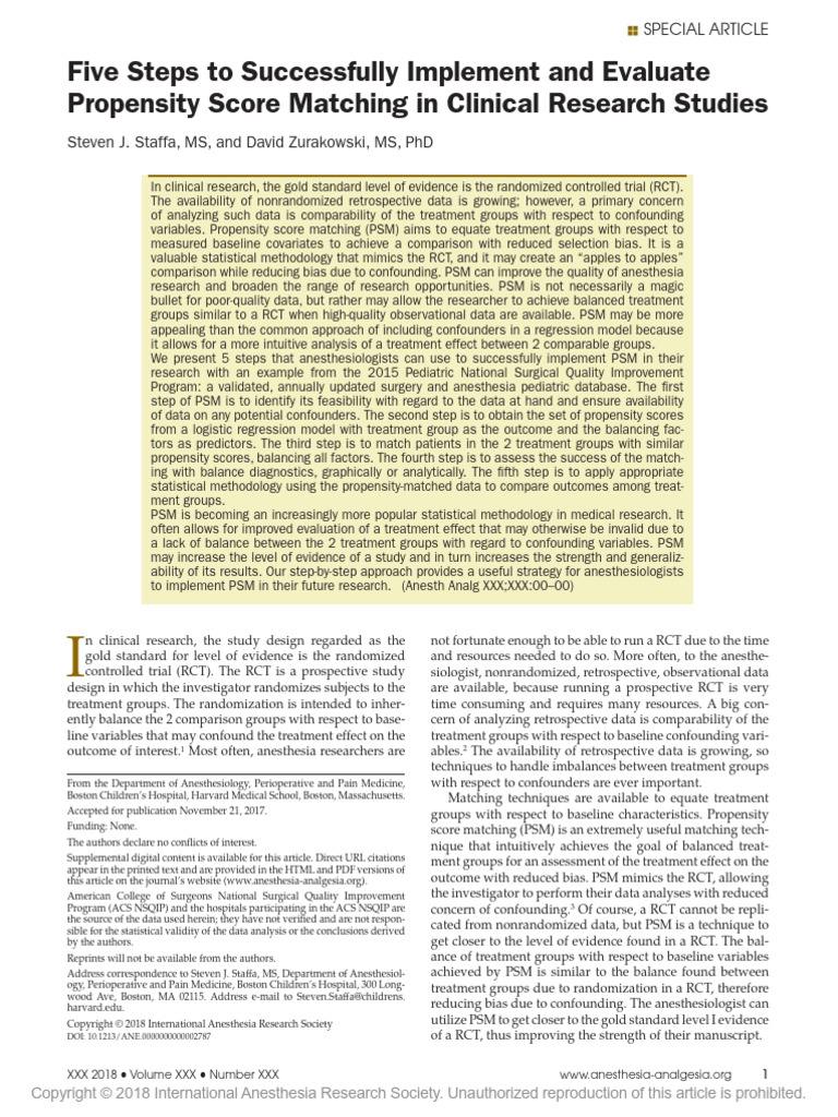 Implementing Propensity Score Matching in Research | PDF | Randomized ...