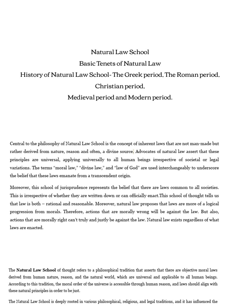 Overview of Natural Law School | PDF | Natural Law | Reason