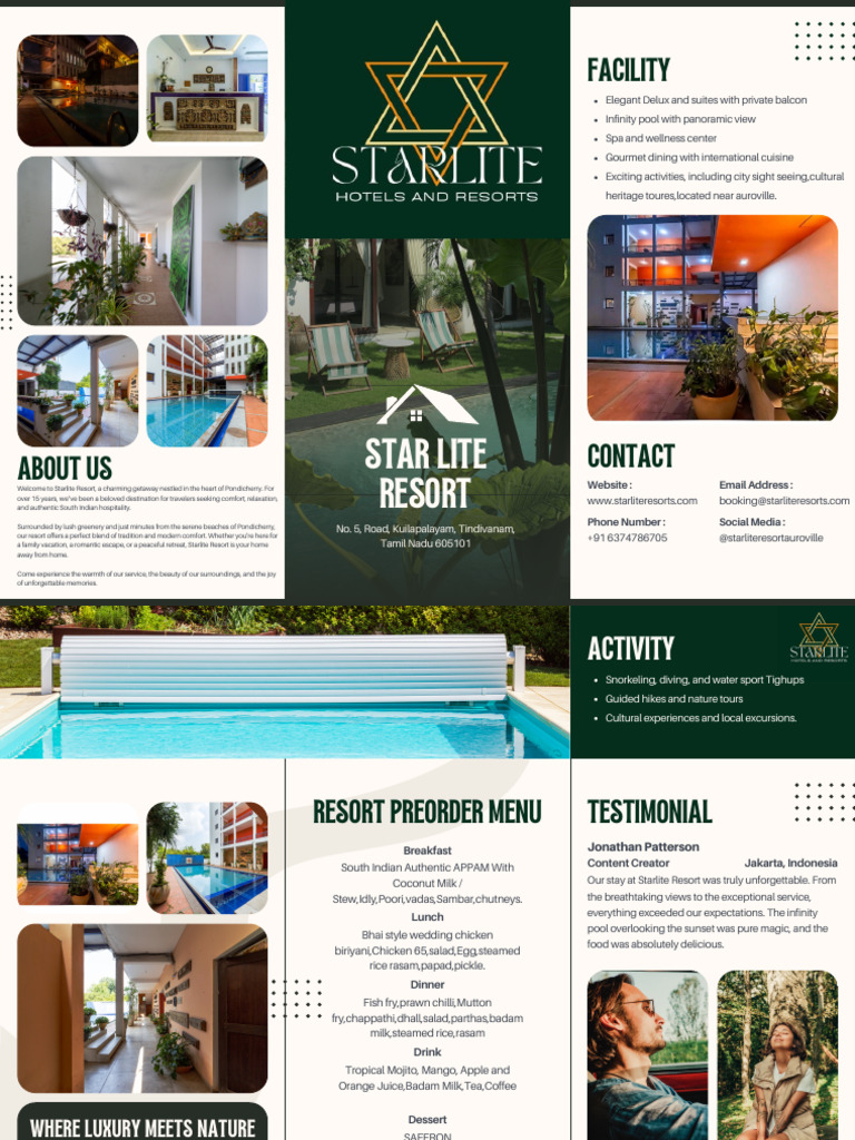 White and Green Modern Minimalist Resort Hotel Promotion Trifold ...