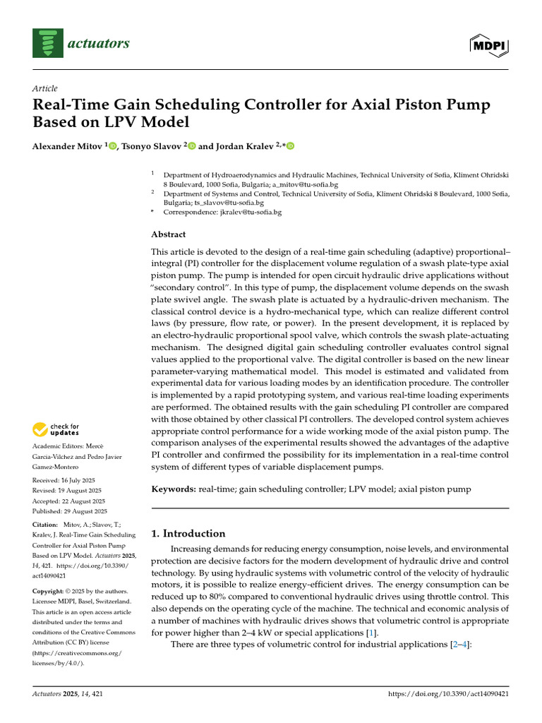 Real-Time Gain Scheduling for Axial Pumps | PDF | Pump | Flow Measurement