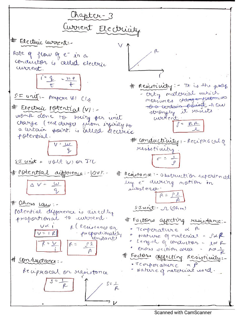 Chp-3 Current Electricity Short Notes Class 12th | PDF