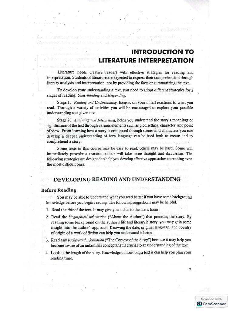 Introduction To Literature Interpretation 7-21 | PDF