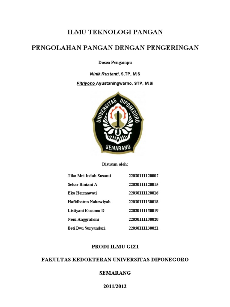 makalah pengolahan pangan dengan pengeringan