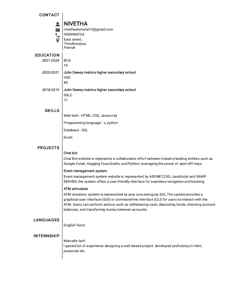 Nivetha Resume | PDF