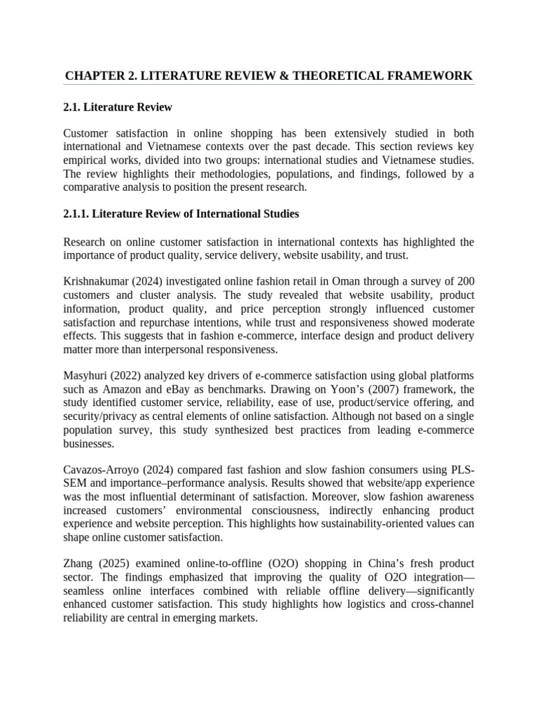 Sample - Literature Review & Theoretical Framework | PDF | Customer ...