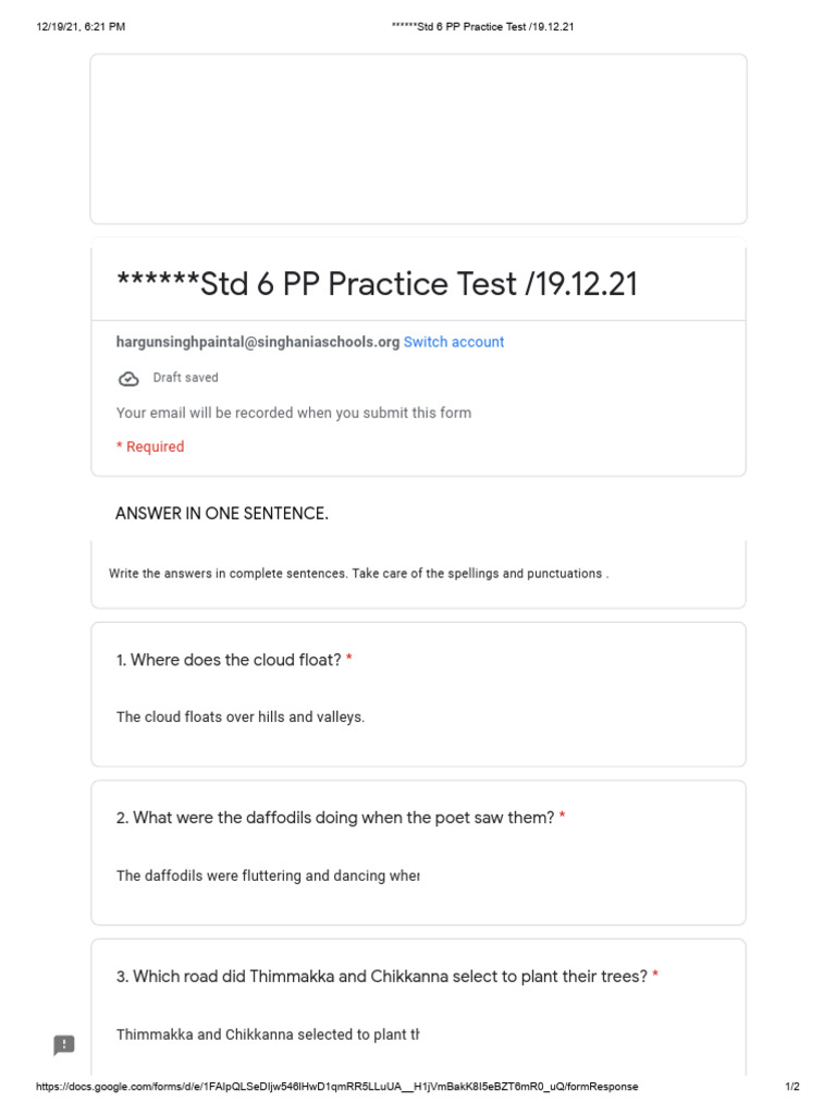 STD 6 PP Practice Test 19.12.21pg2 | PDF