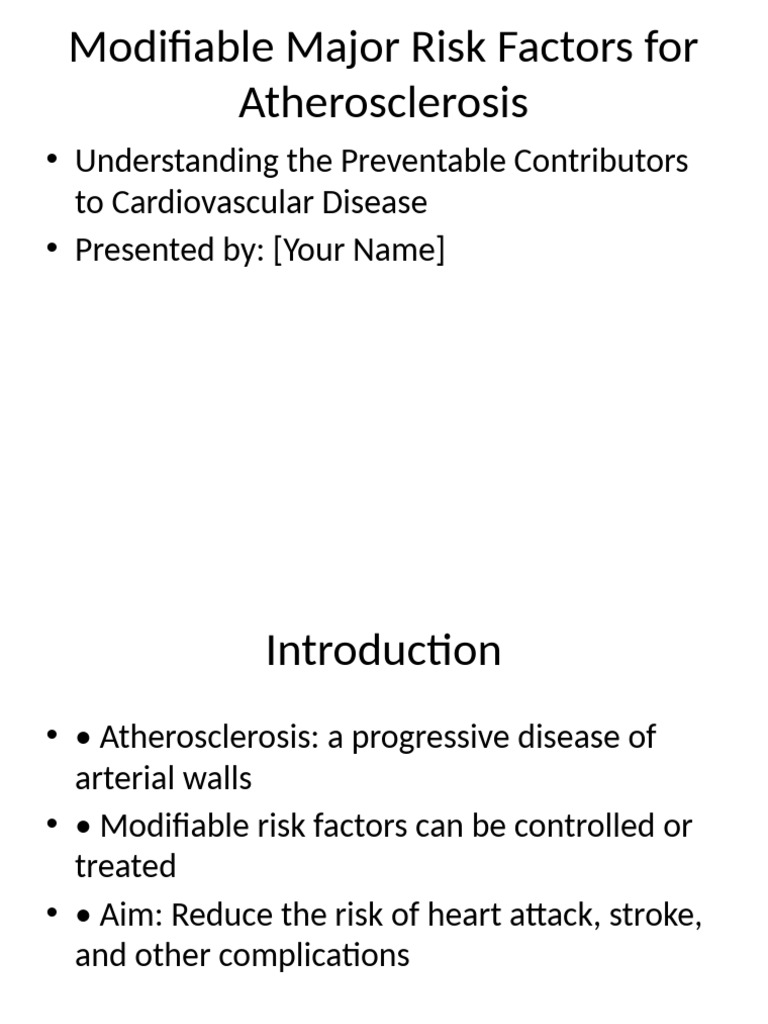 Modifiable Risk Factors for Atherosclerosis | PDF