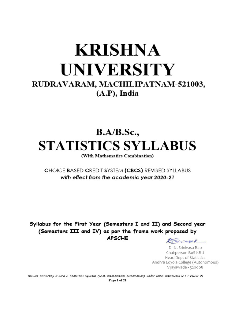 KRU B.A BSC Statistics Syllabus 30-01-2021 | PDF | Cost Of Living ...