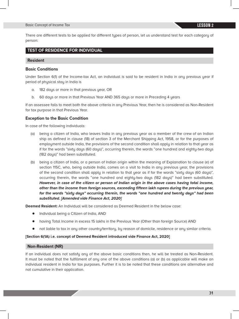 Income Tax Residency Tests Explained | PDF | Territorial Waters | Income