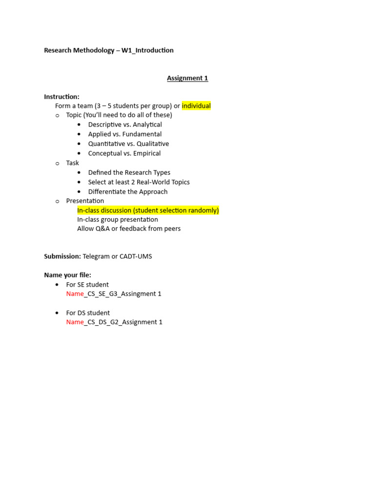 ResearchMethodology Assignment1 | PDF