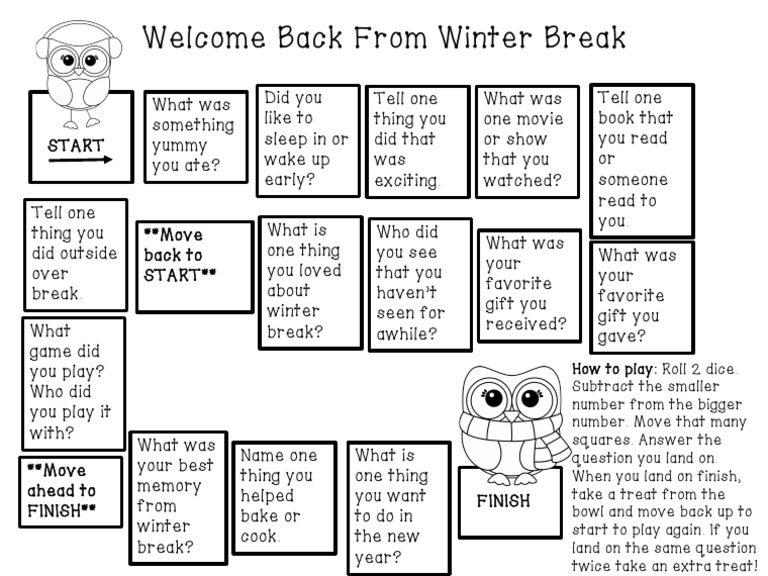 Winter Break Reflection Game Guide | PDF