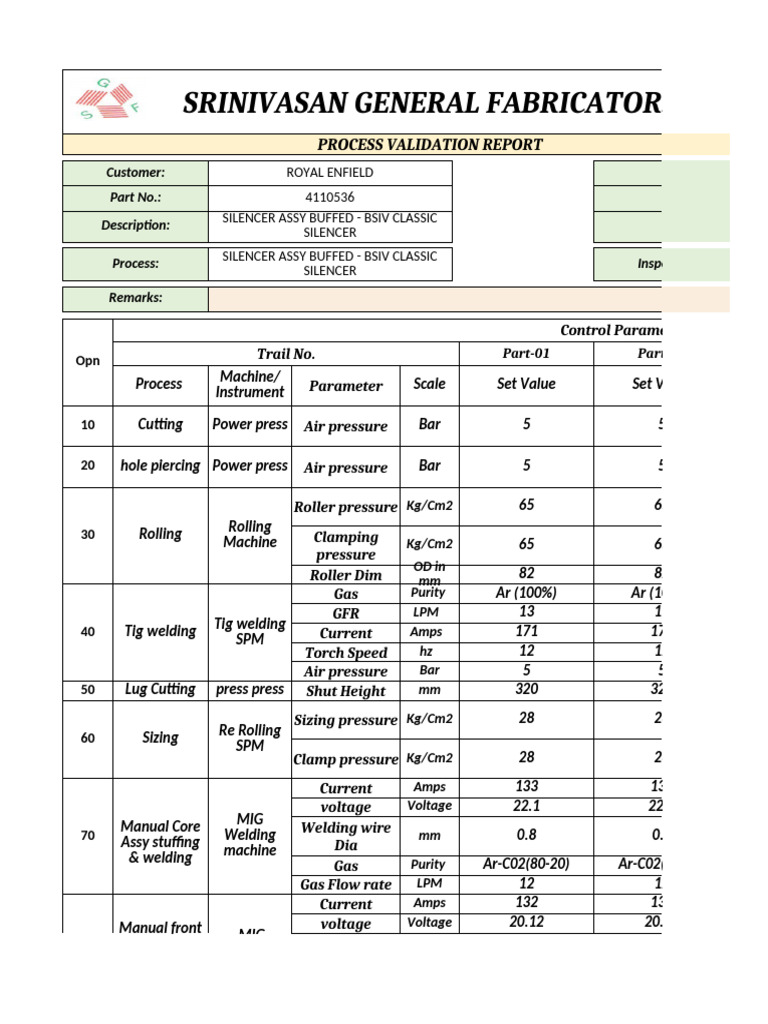 Royal Enfield Process Validation Report | PDF | Welding | Construction