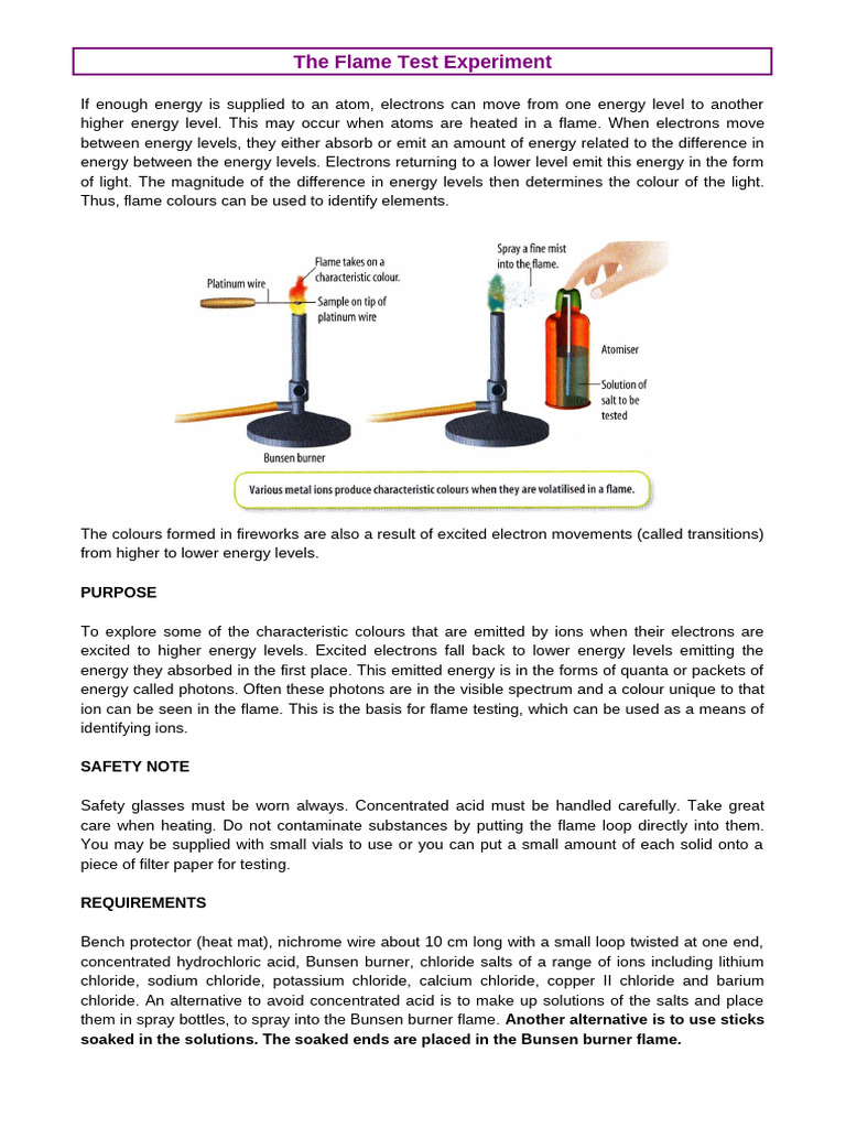 Flame Test for Element Identification | PDF | Atoms | Atomic Nucleus