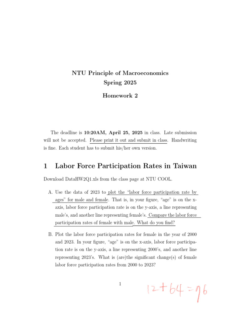 Macroeconomics Homework: Labor Market Analysis | PDF | Labour Economics ...