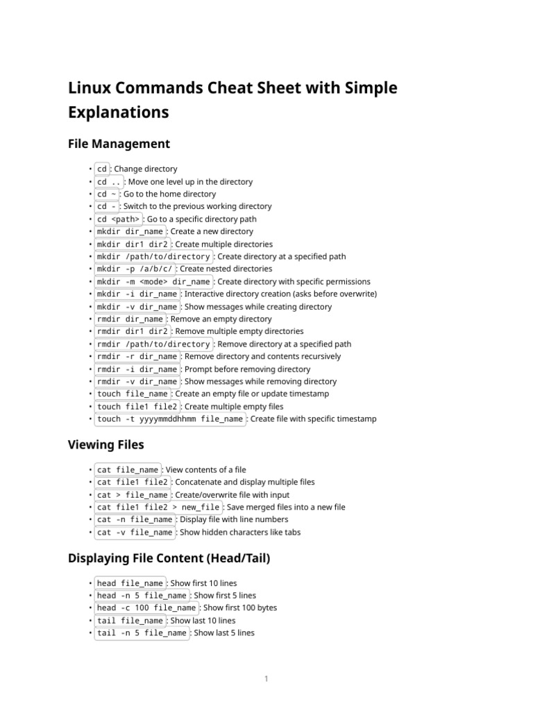 Essential Linux Commands Cheat Sheet | PDF | Filename | Computer File