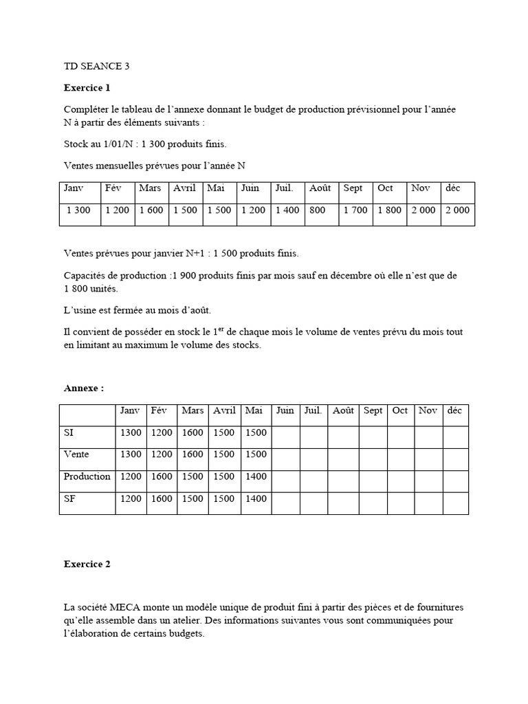 Budget prévisionnel de production N | PDF